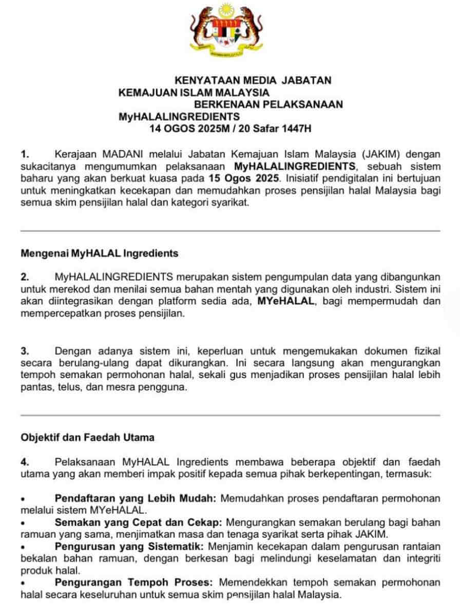 MyHalalIngredients JAKIM 2025 Official Launch
