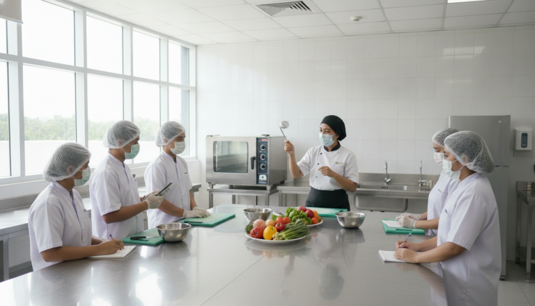 Food handling course training in a clean Malaysian kitchen