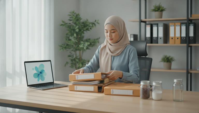 MYeHALAL guide: halal compliance executive organizing ingredient records